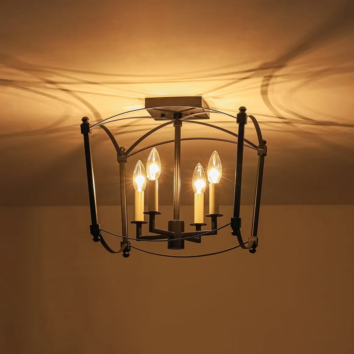 4-light French Antique Candle Style Lantern Semi Flush