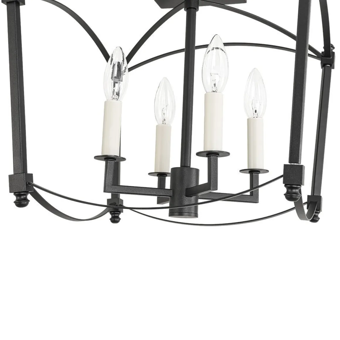 4-light French Antique Candle Style Lantern Semi Flush