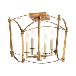 4-light French Antique Candle Style Lantern Semi Flush