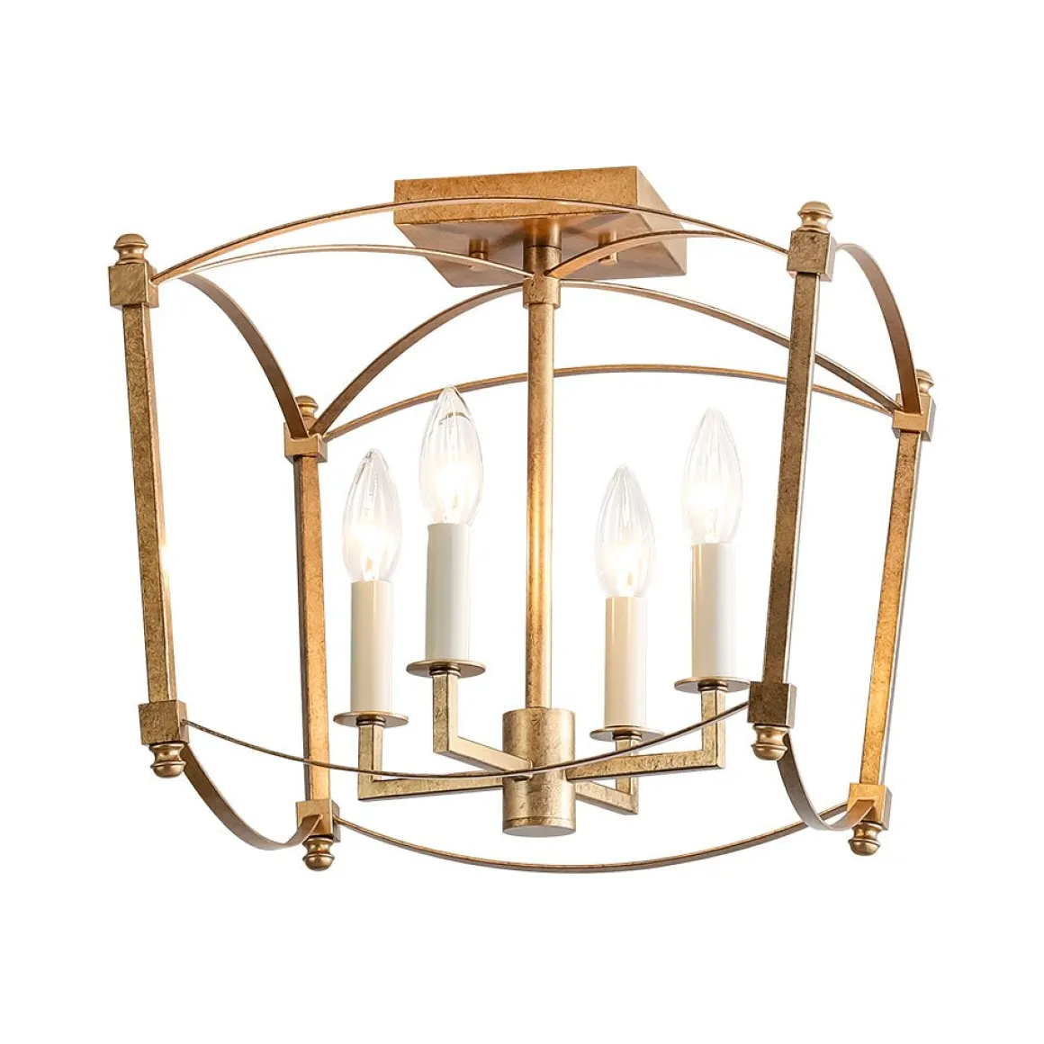 4-light French Antique Candle Style Lantern Semi Flush