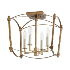 4-light French Antique Candle Style Lantern Semi Flush