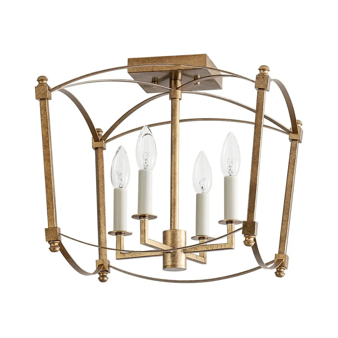 4-light French Antique Candle Style Lantern Semi Flush