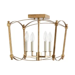 4-light French Antique Candle Style Lantern Semi Flush