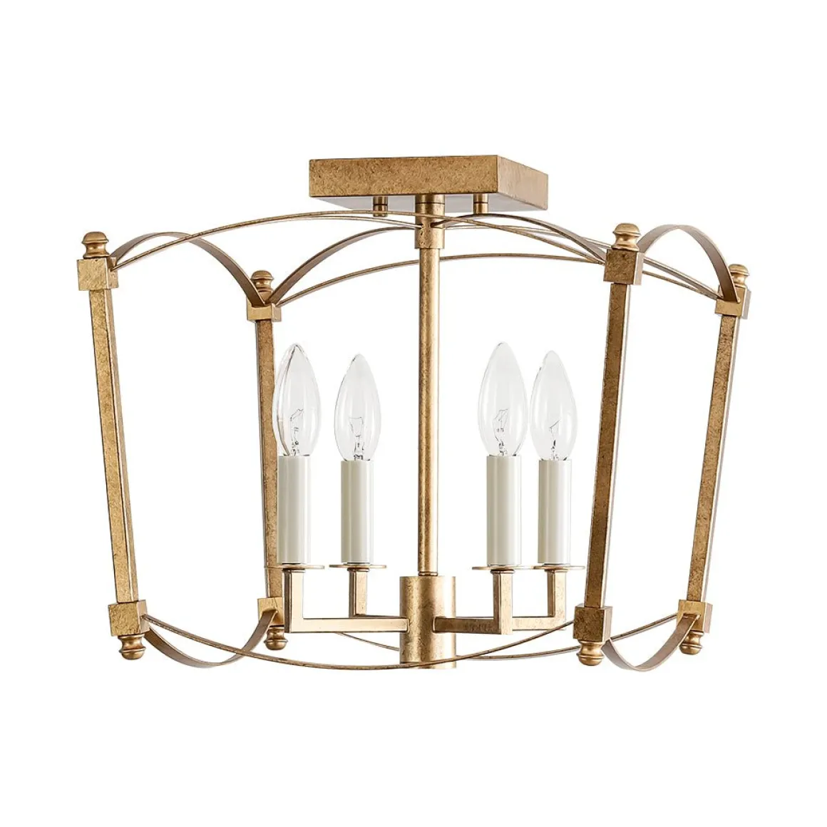 4-light French Antique Candle Style Lantern Semi Flush