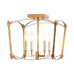 4-light French Antique Candle Style Lantern Semi Flush