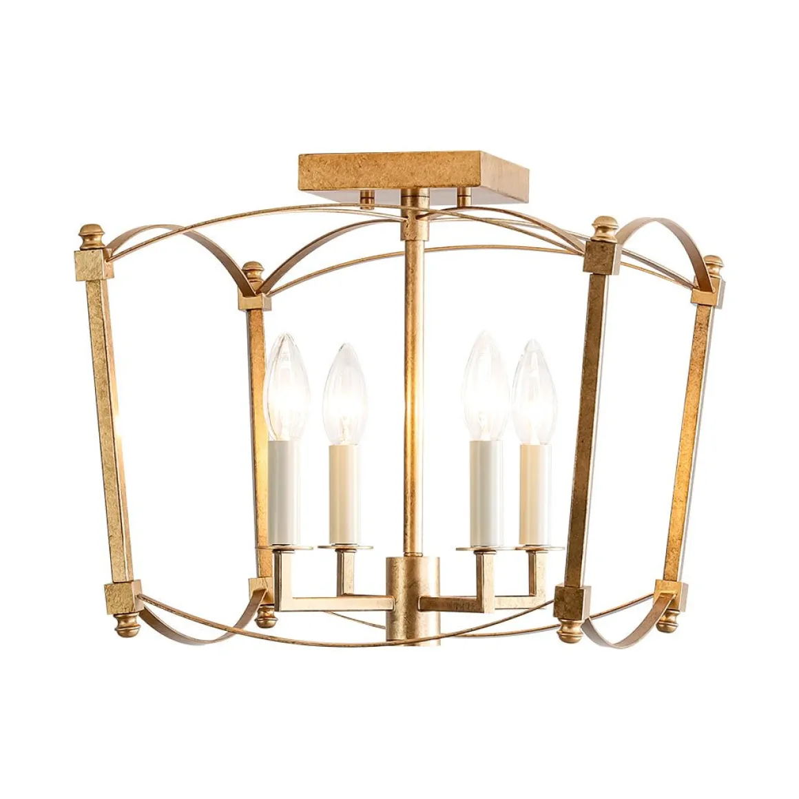 4-light French Antique Candle Style Lantern Semi Flush