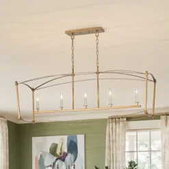 5-light French Antique Candle Wide Lantern Island Chandelier