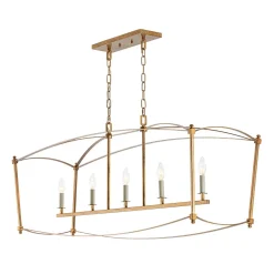 5-light French Antique Candle Wide Lantern Island Chandelier