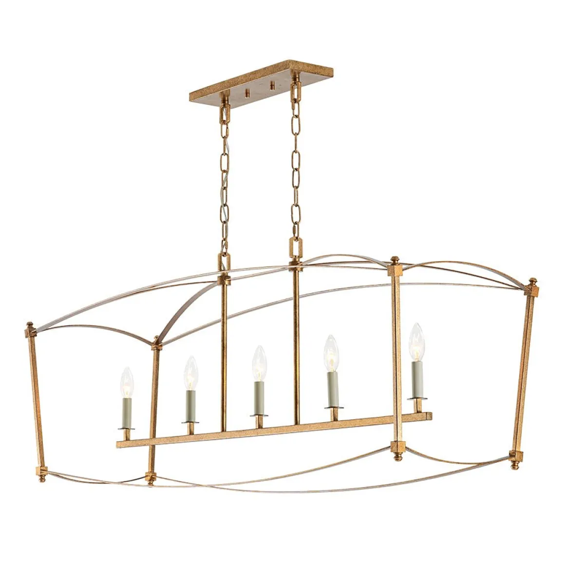5-light French Antique Candle Wide Lantern Island Chandelier