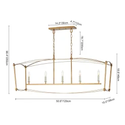 5-light French Antique Candle Wide Lantern Island Chandelier