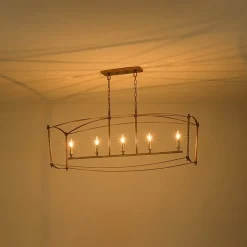 5-light French Antique Candle Wide Lantern Island Chandelier
