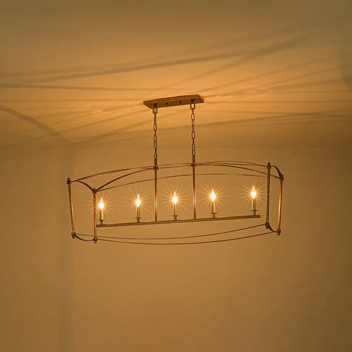 5-light French Antique Candle Wide Lantern Island Chandelier