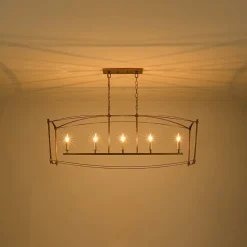 5-light French Antique Candle Wide Lantern Island Chandelier