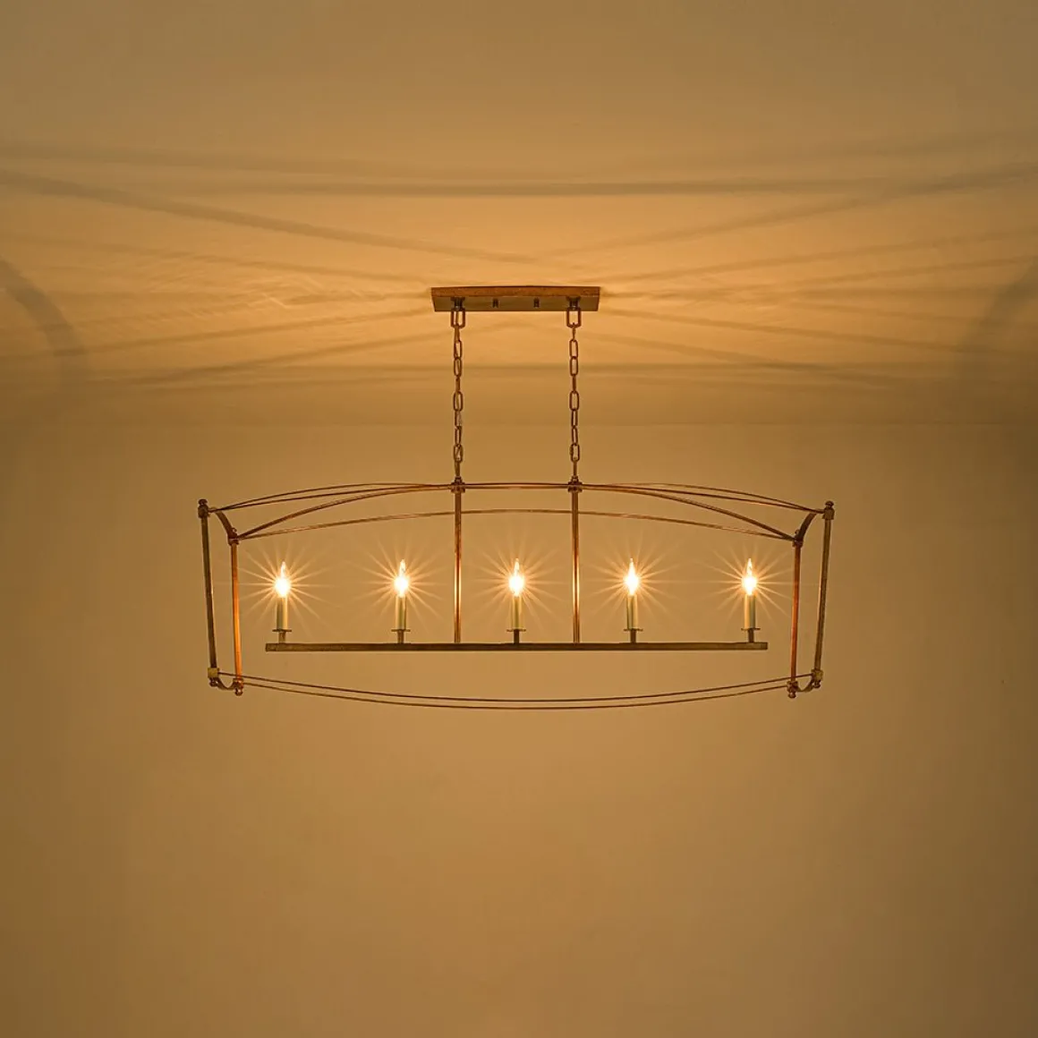 5-light French Antique Candle Wide Lantern Island Chandelier