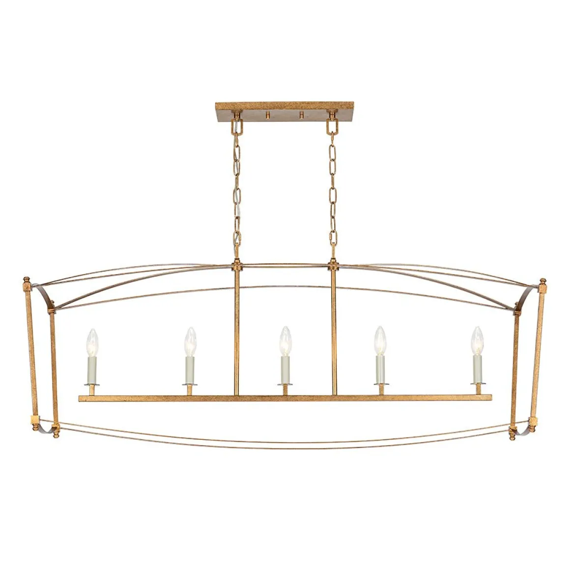 5-light French Antique Candle Wide Lantern Island Chandelier
