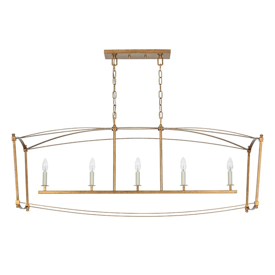 5-light French Antique Candle Wide Lantern Island Chandelier