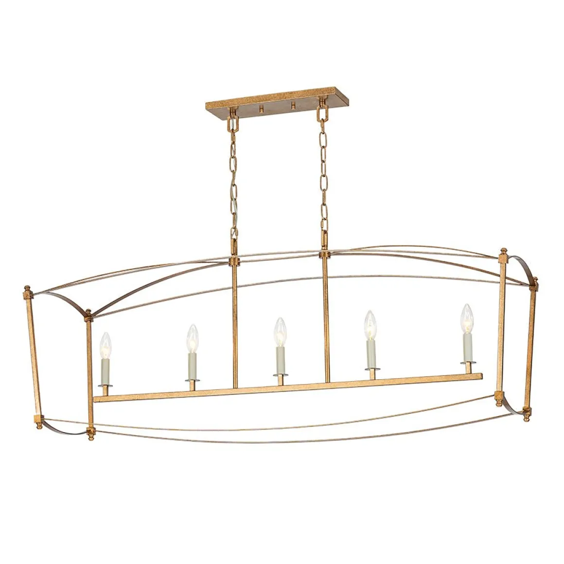 5-light French Antique Candle Wide Lantern Island Chandelier
