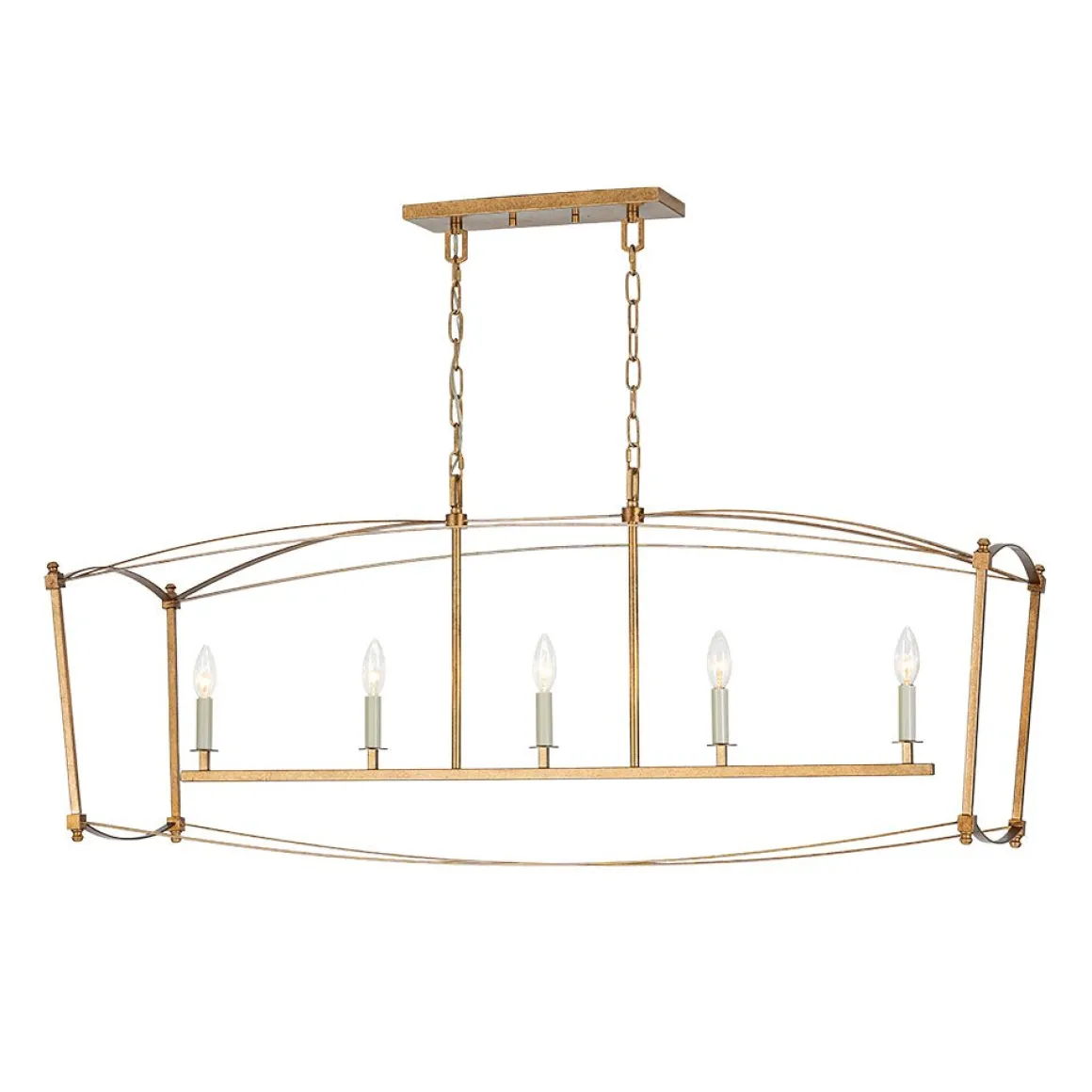 5-light French Antique Candle Wide Lantern Island Chandelier