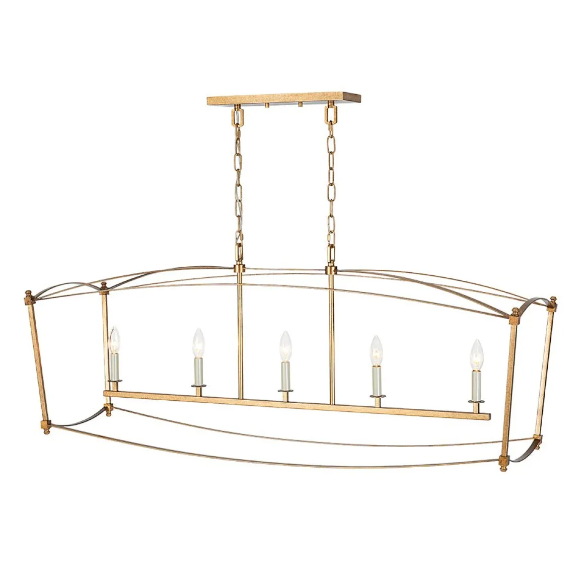 5-light French Antique Candle Wide Lantern Island Chandelier
