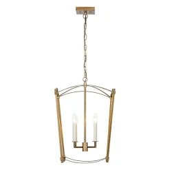 4-light French Antique Gold Candle Square Lantern Chandelier