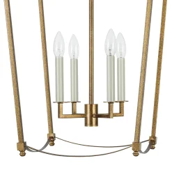 4-light French Antique Gold Candle Square Lantern Chandelier