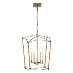 4-light French Antique Gold Candle Square Lantern Chandelier
