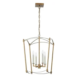 4-light French Antique Gold Candle Square Lantern Chandelier
