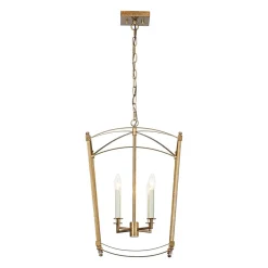 4-light French Antique Gold Candle Square Lantern Chandelier