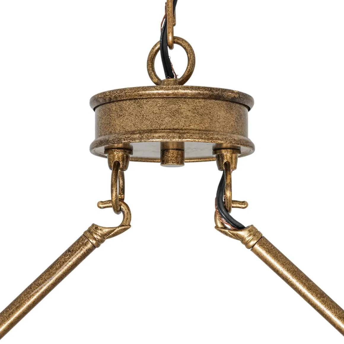 5-Light French Distressed Gold Candle Linear Island Chandelier