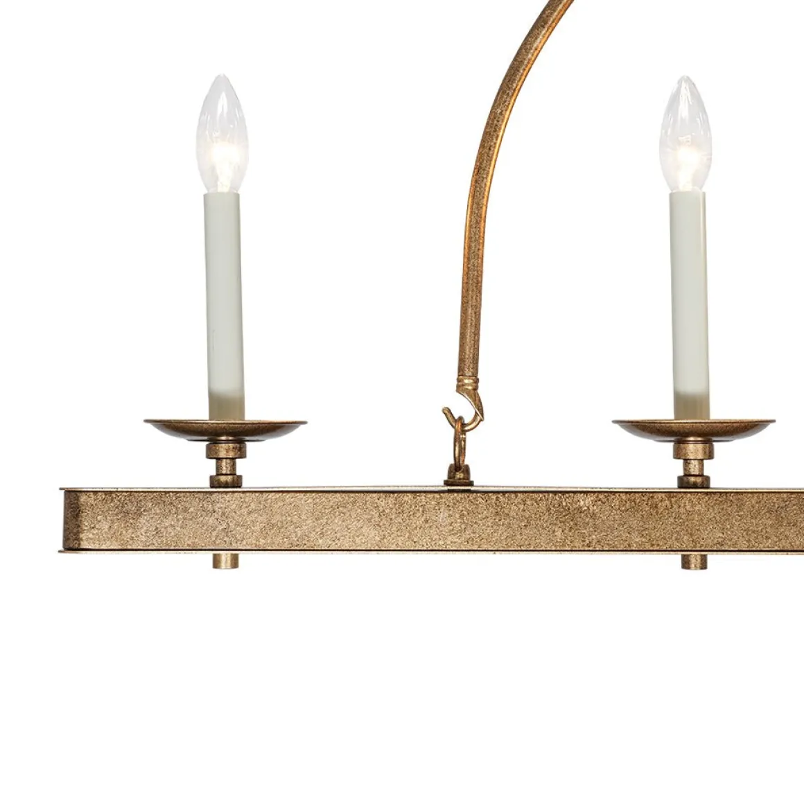 5-Light French Distressed Gold Candle Linear Island Chandelier
