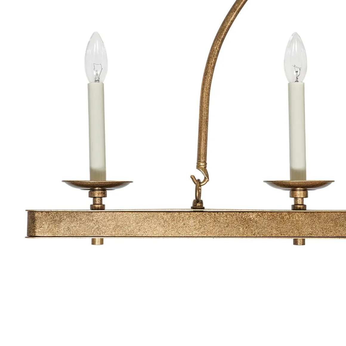 5-Light French Distressed Gold Candle Linear Island Chandelier