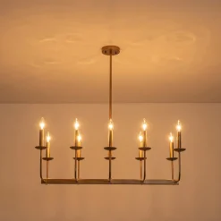 10-Light French Vintage Candle Style Linear Island Chandelier