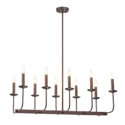 10-Light French Vintage Candle Style Linear Island Chandelier
