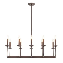 10-Light French Vintage Candle Style Linear Island Chandelier