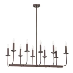 10-Light French Vintage Candle Style Linear Island Chandelier