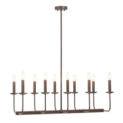 10-Light French Vintage Candle Style Linear Island Chandelier
