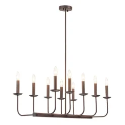 10-Light French Vintage Candle Style Linear Island Chandelier