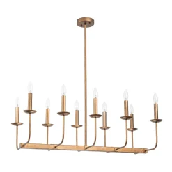 10-Light French Vintage Candle Style Linear Island Chandelier