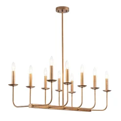 10-Light French Vintage Candle Style Linear Island Chandelier