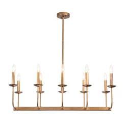 10-Light French Vintage Candle Style Linear Island Chandelier