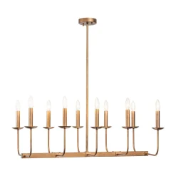 10-Light French Vintage Candle Style Linear Island Chandelier