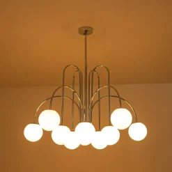 10-Light Frosted Glass Globe Bubble Chandelier