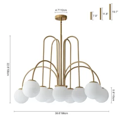 10-Light Frosted Glass Globe Bubble Chandelier