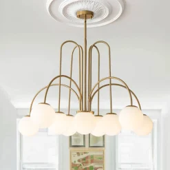 10-Light Frosted Glass Globe Bubble Chandelier