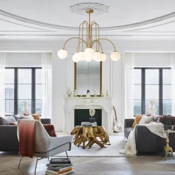 10-Light Frosted Glass Globe Bubble Chandelier
