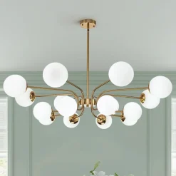 16-Light Frosted Glass Globe Bubble Sputnik Chandelier