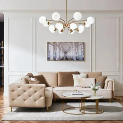 16-Light Frosted Glass Globe Bubble Sputnik Chandelier
