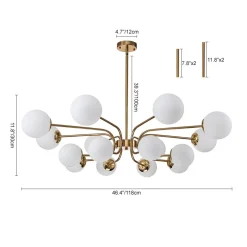 16-Light Frosted Glass Globe Bubble Sputnik Chandelier