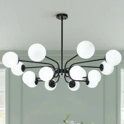 16-Light Frosted Glass Globe Bubble Sputnik Chandelier