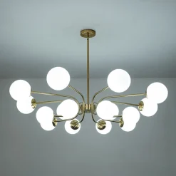 16-Light Frosted Glass Globe Bubble Sputnik Chandelier